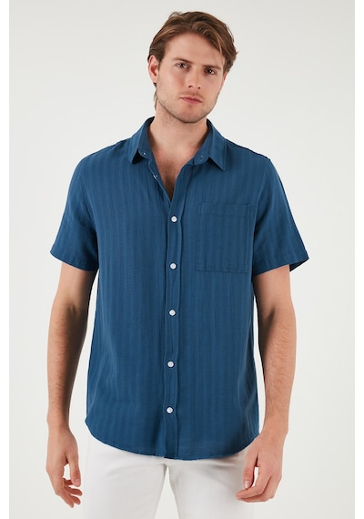 Buratti Pamuklu Regular Fit Tek Cepli Kısa Kol Erkek Gömlek Cf25S128230 Indigo