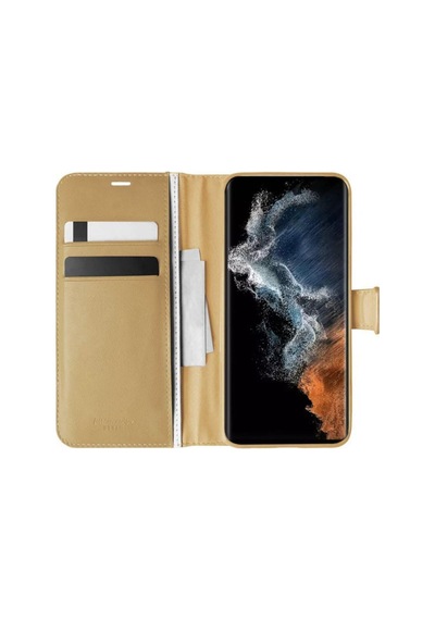 Samsung Galaxy Uyumlu   S23 Ultra Kılıf Kapaklı Standlı Kartlıklı Korumalı Gold Gold-colr65599