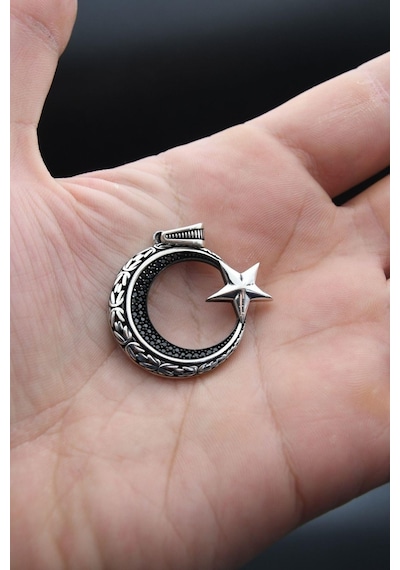 Ay Yıldızlı Ay Yıldız Kolye Ucu 925 Ayar Gümüş