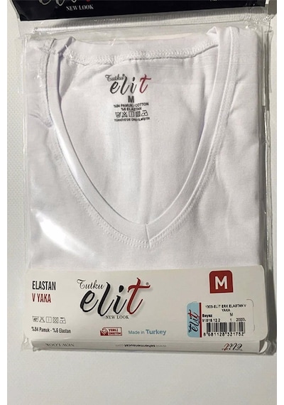 Tutku Elit Erkek V Yaka Likralı Kısa Kol Fanila Atlet 1303 - 6 Adet 001