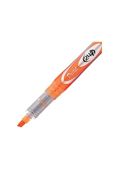 Highlighter Likit Mürekkepli, Şeffaf Gövdeli Fosforlu Kalem, Turuncu 124-Pembe