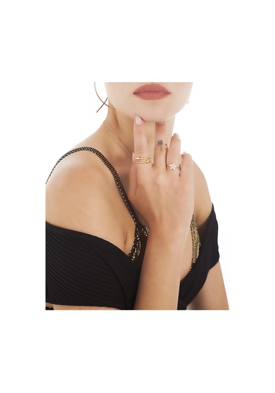 Kuyumcudukkani Uçları Silindir Üçgen Free Size Trend Yüzük-10317-g Gold