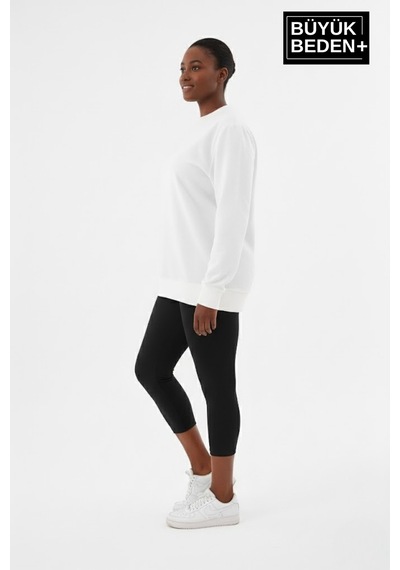 Superlife Kadın Büyük Beden Bisiklet Yaka Kollar Ve Etek Ribanalı İnce Sweatshirt Spr26bswk956 Ekru Superlife Kadın Büyük Beden Bisiklet Yaka Kollar Ve Etek Ribanalı İnce Sweatshirt Spr26bswk956 Ekru