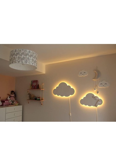 2 Li Bulut Gece Lambası Çocuk Odası Bebek Odası Dekoratif Aydınlatma 30/40 Cm