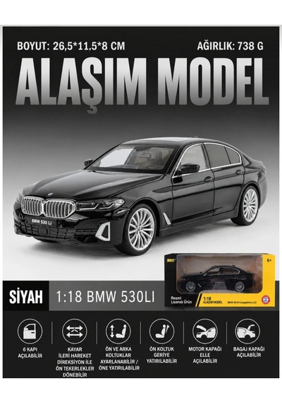 Hmb 1:18 Bmw 530lci Siyah Lisanslı Diecast Metal Model Araba