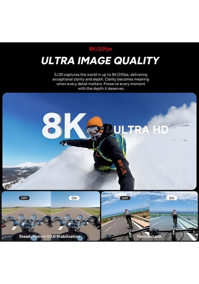 Sjcam Sj30 8k Starlight Çift Objektifli Aksiyon Kamerası - 48m, Flip Dokunmatik Ekran, Gece Görüşü, 6 Eksenli Sabitleme, 95 Ft Su Geçirmez, Ses Kontrolü, 2000 + 4200mah Piller, Vlog Ve Seyahat İçin
