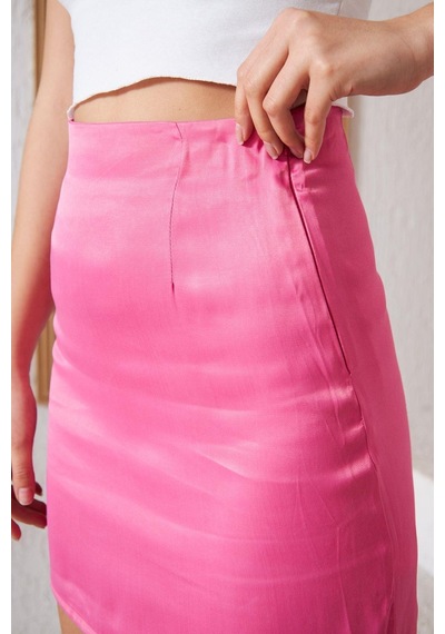 Darlin Moda Pembe Saten Mini Etek DM2011 Pembe