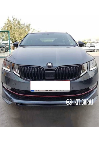 Kit Garaj Skoda Octavia 3 Abt Ön Ek Karlık Abs Plastik Mat Siyah 2018 2019 2020 Makyajlı Kasa Boyası