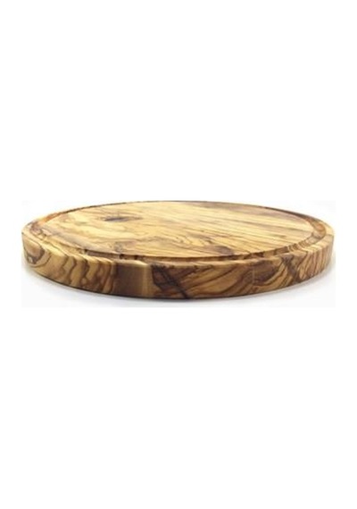 Zethome Zeytin Ağacı Ahşap Yuvarlak. Oluklu Steak / Pizza Tahtası