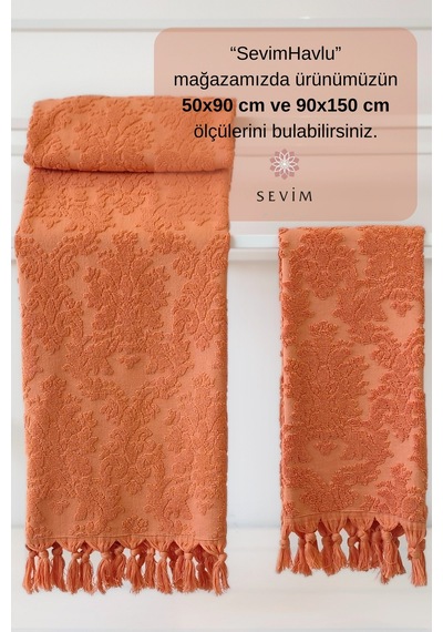 Sevim Otantik Saçaklı Banyo Havlusu - 90x150 Cm - Yüksek Su Emiciliği Kıremıt Kiremit