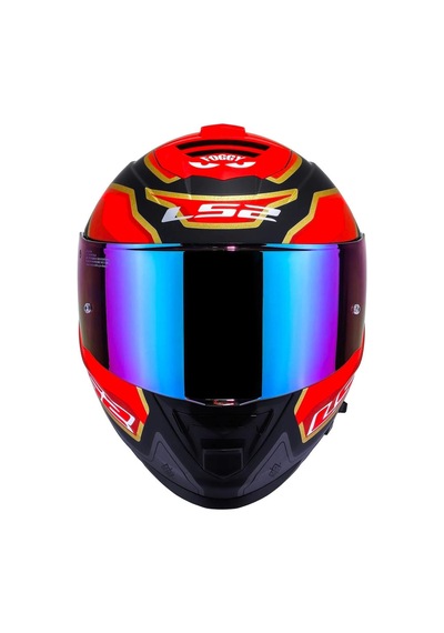 Ls2 Storm 2 Foggy Full Face Motosiklet Kaskı Gökkuşağı Vizörlü Mat Siyah - Kırmızı