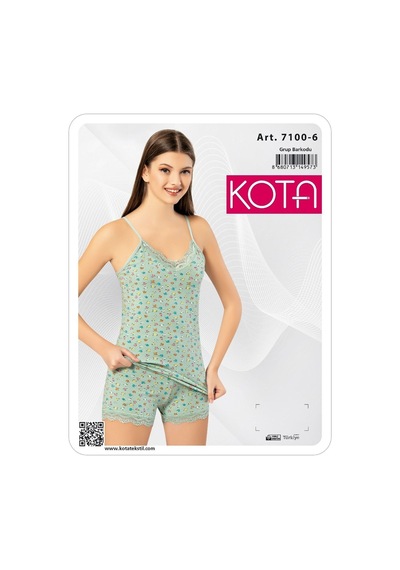 Kota 7100 İp Askılı Baskılı Şortlu Takım Yeşil