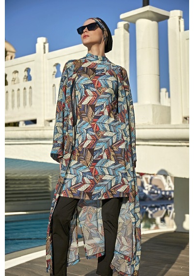 Remsa Mayo Remsa Tesettür Mayo Üzerine Tek Kaftan Kimono Pareo Rp008 Tülay Siyah