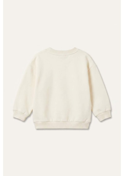 Defacto Bisiklet Yaka Fiyonk Detaylı Ecru Sweatshirt Kız Bebek I1017a526auer100 Ekru-er100