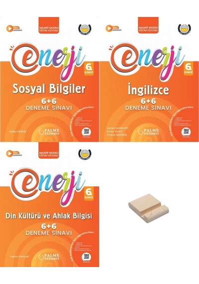 Palme 6. Sınıf Enerji 6+6 Sosyal Din Ve İngilizce Deneme Sınavı 3lü Set + Telefon Standı