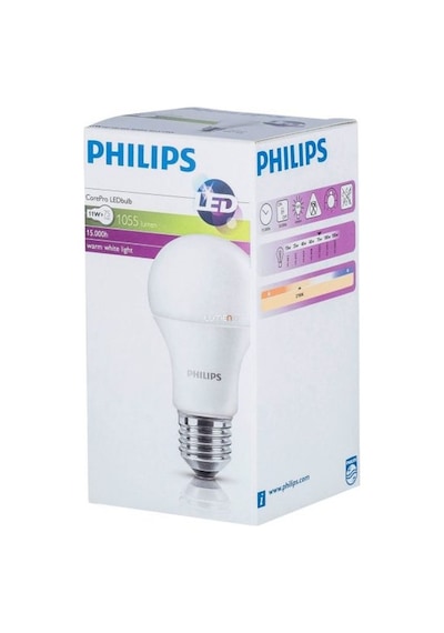 Philips 8.5W 60W Eş Değer Led Ampul Dim Edilebilir 2700K Sarı 10 Adet-8.5W 60W