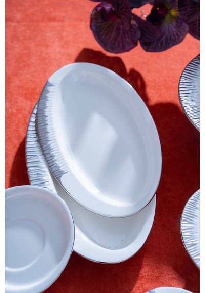 Acar Sherry Silver 6 Kişilik 37 Parça Yemek Takımı Beyaz