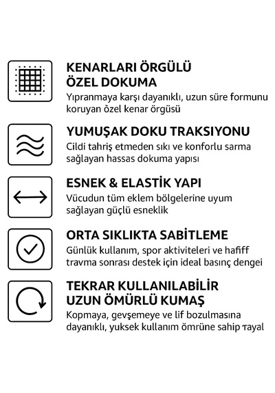 Ds Sağlık Elastik Bandaj Sargı Bezi 12x120 Cm Örgülü Kenar Özel Dokuma, Esnek Spor Bandajı, Burkulma Ve Zedelenme Destek Bandajı