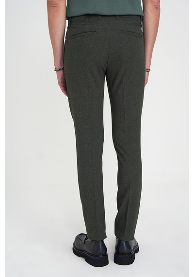 Efor Comfort Fit Beli Lastikli Tek Pileli Dokulu Yeşil Pantolon P 1193 Yeşil