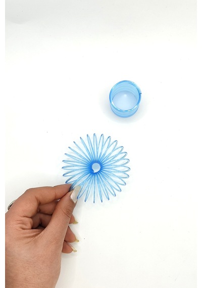 Silindir Şekilli Neon Mavi Stres Yayı Oyuncak Stres Yayı - 3 Cm Çapında - 1 Adet