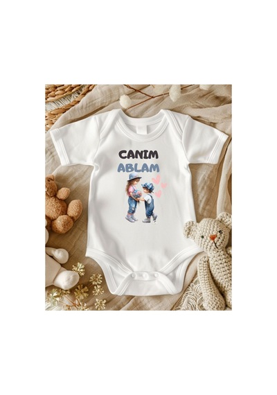 Lupi Canım Ablam Yazılı Bebek Zıbın ekru