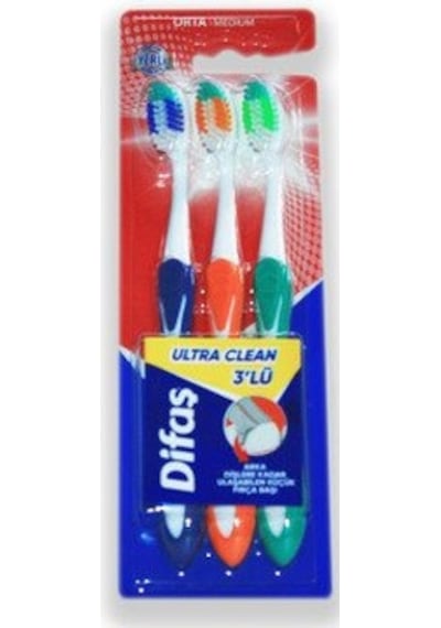 Difaş Ultra Clean 3'lü Diş Fırçası Orta