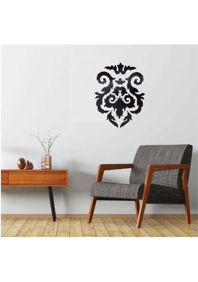 Duvar Süsü Sticker 2 Adet Siyah Çiçekli Şeffaf Filmli Pvc 48x33