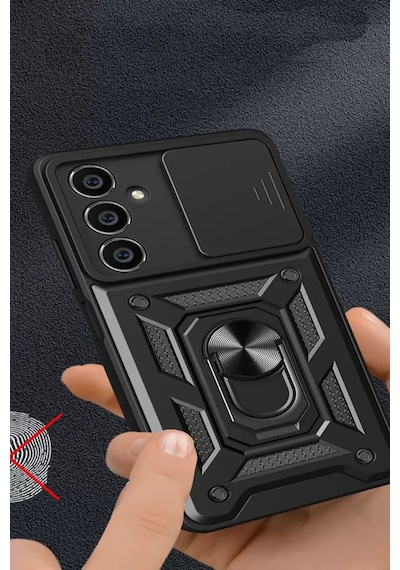 Newface Samsung Galaxy A05 Kılıf Pars Lens Yüzüklü Silikon - Siyah