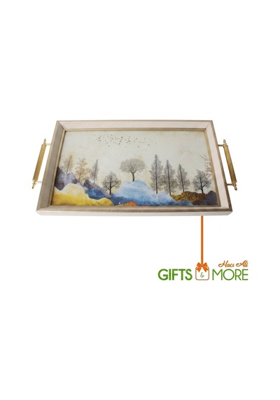 1025 Krem Tepsi 50x31x4 Cm Çok Renkli