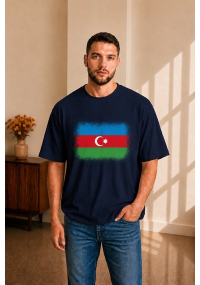 Sngl Tekstil Erkek Oversize Azerbaycan Bayrak Baskılı Kısa Kollu Tişört S M L Xl 2xl Lacivert Sngl Tekstil Erkek Oversize Azerbaycan Bayrak Baskılı Kısa Kollu Tişört S M L Xl 2xl Lacivert