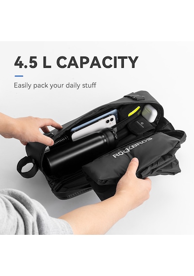 Rockbros 4.5l Super73 Uyumlu Elektrikli Bisiklet Kadro Çantası Geniş Hacimli Çift Taraflı Reflektörlü Sert Kabuk Siyah