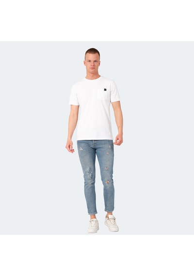 Slazenger VESELA Erkek Cepli Beyaz Tişört