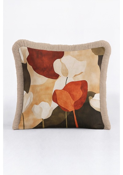 Soyut Çiçek Saçaklı Yastık Kılıfı - Sanatsal Floral Bohem Bej Turuncu Krem Püsküllü Kırlent Kılıfı Uzak Atlas Aura Soyut Çiçek Saçaklı Yastık Kılıfı - Sanatsal Floral Bohem Bej Turuncu Krem Püsküllü Kırlent Kılıfı Uzak Atlas Aura