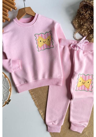 Noble Kids Kız Çocuk Pasta Baskılı Eşofman Takımı Pembe