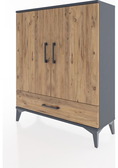 Arges Şifonyer 2 Raflı Tek Çekmeceli 2 Kapaklı 88x30x106 Antr... Antrasit