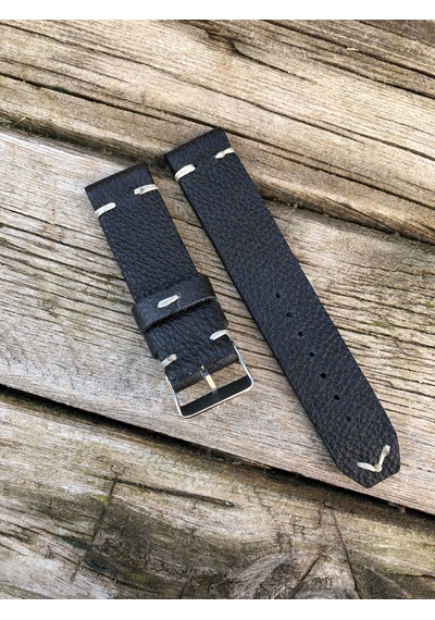 22 Mm Siyah El Yapımı Deri Kordon