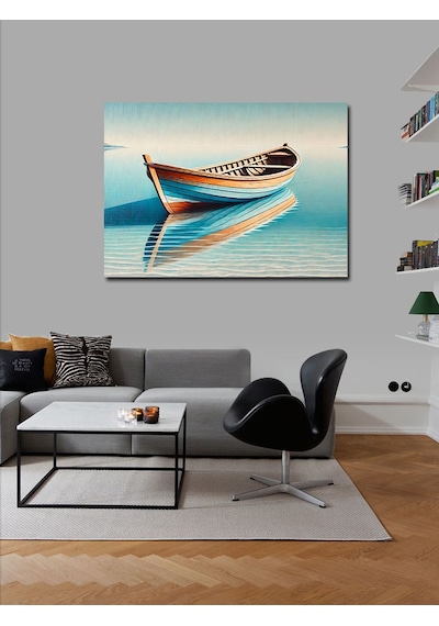 Kanvas Tablo Gölette Yalnız Kayık 50cmx70cm