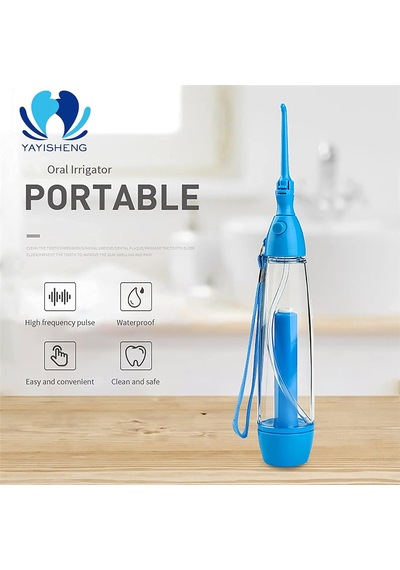 Su Flosser Elektriksiz Taşınabilir Ekonomik, Oral Sulayıcı Kablosuz Manuel Hava Basıncı Basit Kullanım, Ev Ve Seyahat İçin Mavi