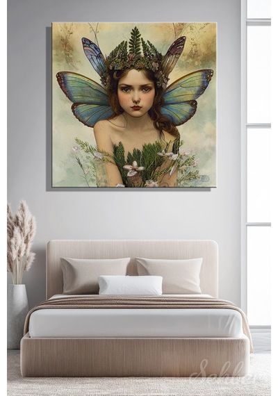 "fairy Princess" Dekoratif Bir Deküpe Kağıdı Tasarımı Kare Kanvas Tablo 4802 Çok Renkli