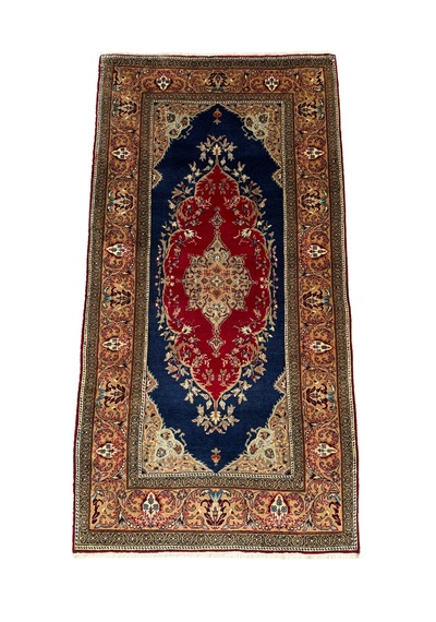 El Dokuma Sıfır Bünyan Halısı 92x180 Lacivert Kırmızı İnce %100 Yün Halı