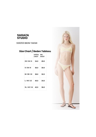 Sagaza Studio Ss6053 Çizgili Bikini Set Sarı