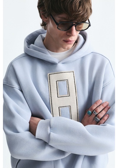 Vamos Numara Baskılı Oversize Sweatshirt Bebe Mavi