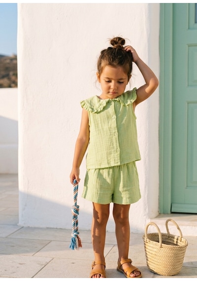Baby Lory Kids Store Kız Çocuk Yaka Detaylı Yeşil Takım Açık Yeşil