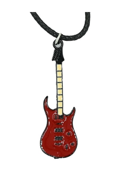 Diyez Müzik Kırmızı Gitar Şeklinde Rock Temalı Kolye