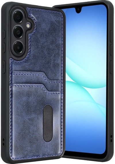Samsung Galaxy  Uyumlu  A57 5g Sara Kartvizitli Deri Kılıf - Lacivert