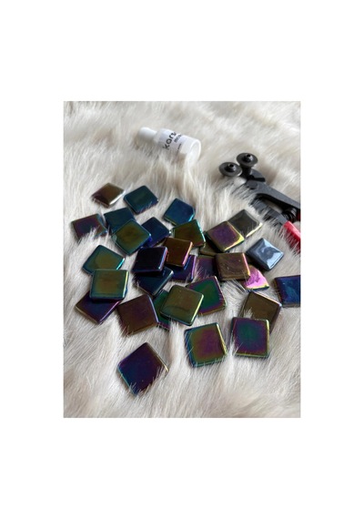 Sanatsal Mozaik Lüsterium Siyah 2,5x2,5cm Mozaik Sanatı Malzeme 100gr