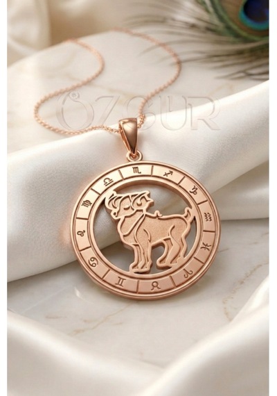 925 Ayar Gümüş Koç Burç Kolye Rose Gold