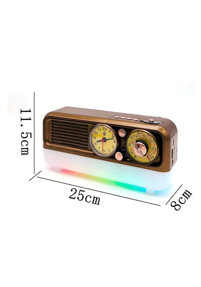 Şarjlı Rgb Nostaljik Radyo Fm/am/sw, Usb, Tf Kart Bluetooth Hoparlör