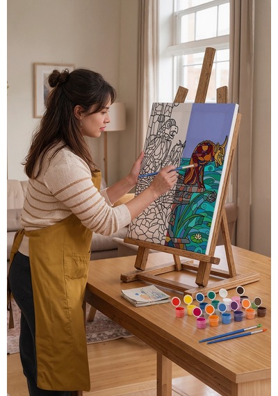 Mitolojik Figürler Desenli Mandala Tuval Boyama Seti 40x50 Cm