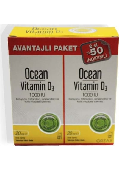 Ocean Vitamin D3 1000 IU Sprey 20 ML İkincisi %50 İndirimli